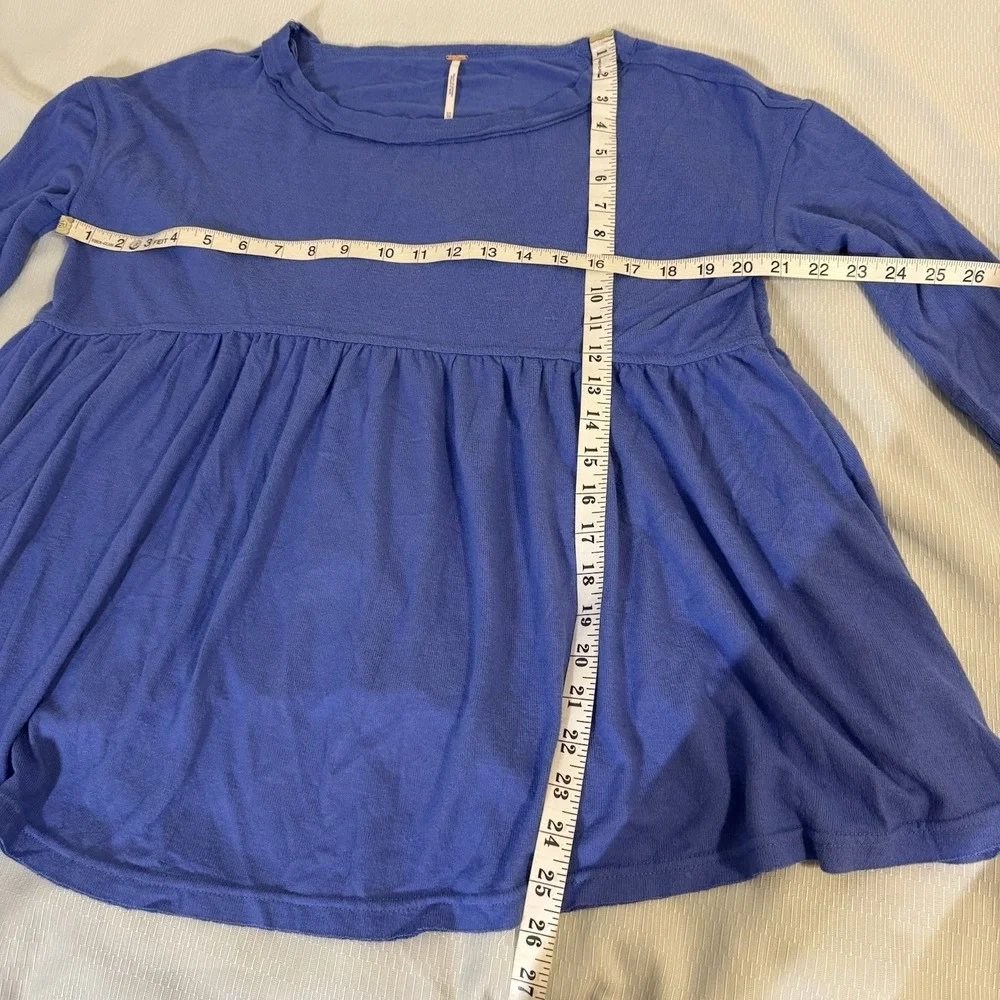 Free People Knit Top Neckline St# OB1054010 Pull On Blue Viscose Tunic Sz XS